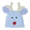 Blue and White Fleece Reindeer Face Infant Christmas Hat Costume Accessory