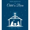 Blue Nativity Religious Holiday Wall Decor Art Print