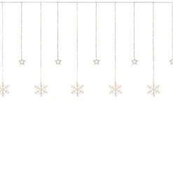 B/O Star and Snowflake Window Curtain Christmas Lights - Clear LED - 5.75' - Clear Wire - 250ct