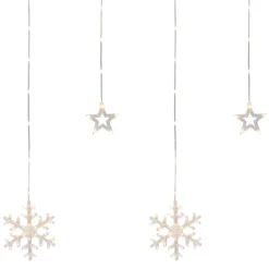 B/O Star and Snowflake Window Curtain Christmas Lights - Clear LED - 5.75' - Clear Wire - 250ct