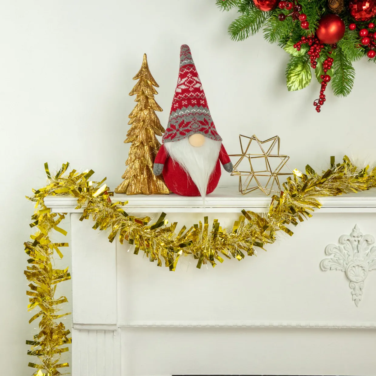 Boa and Snow Blush Wide Cut Tinsel Commercial Christmas Garland - 50' x 3" - Gold - Unlit