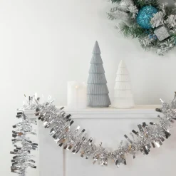 Boa Wide Cut Tinsel Commercial Christmas Garland - 50' x 3" - Silver - Unlit