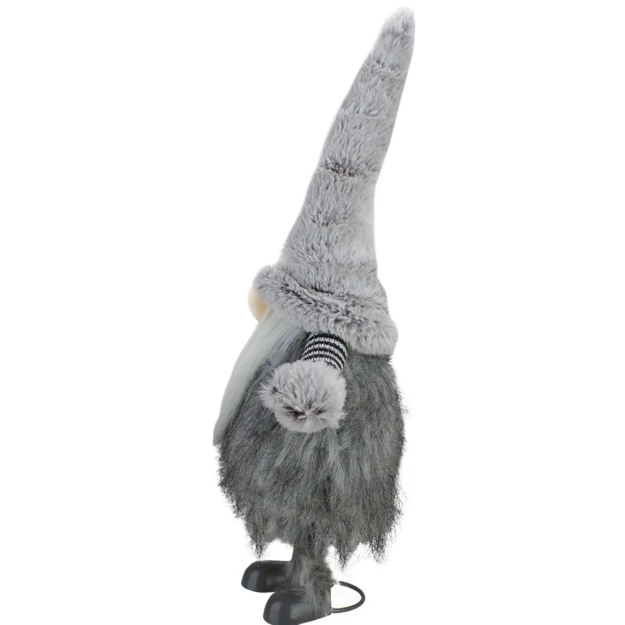 Bouncing Gnome with Shaggy Beard Christmas Figure - 17" - Gray and Black