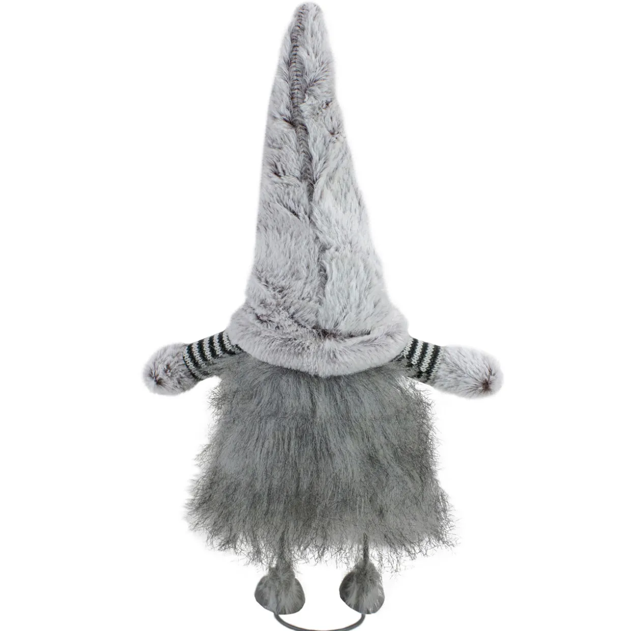Bouncing Gnome with Shaggy Beard Christmas Figure - 17" - Gray and Black