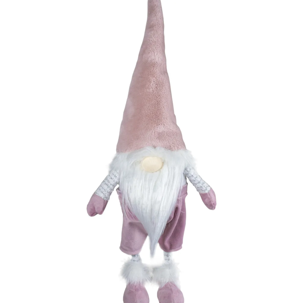 Bouncy Gnome Standing Christmas Figure Decoration - 20" - White and Pink