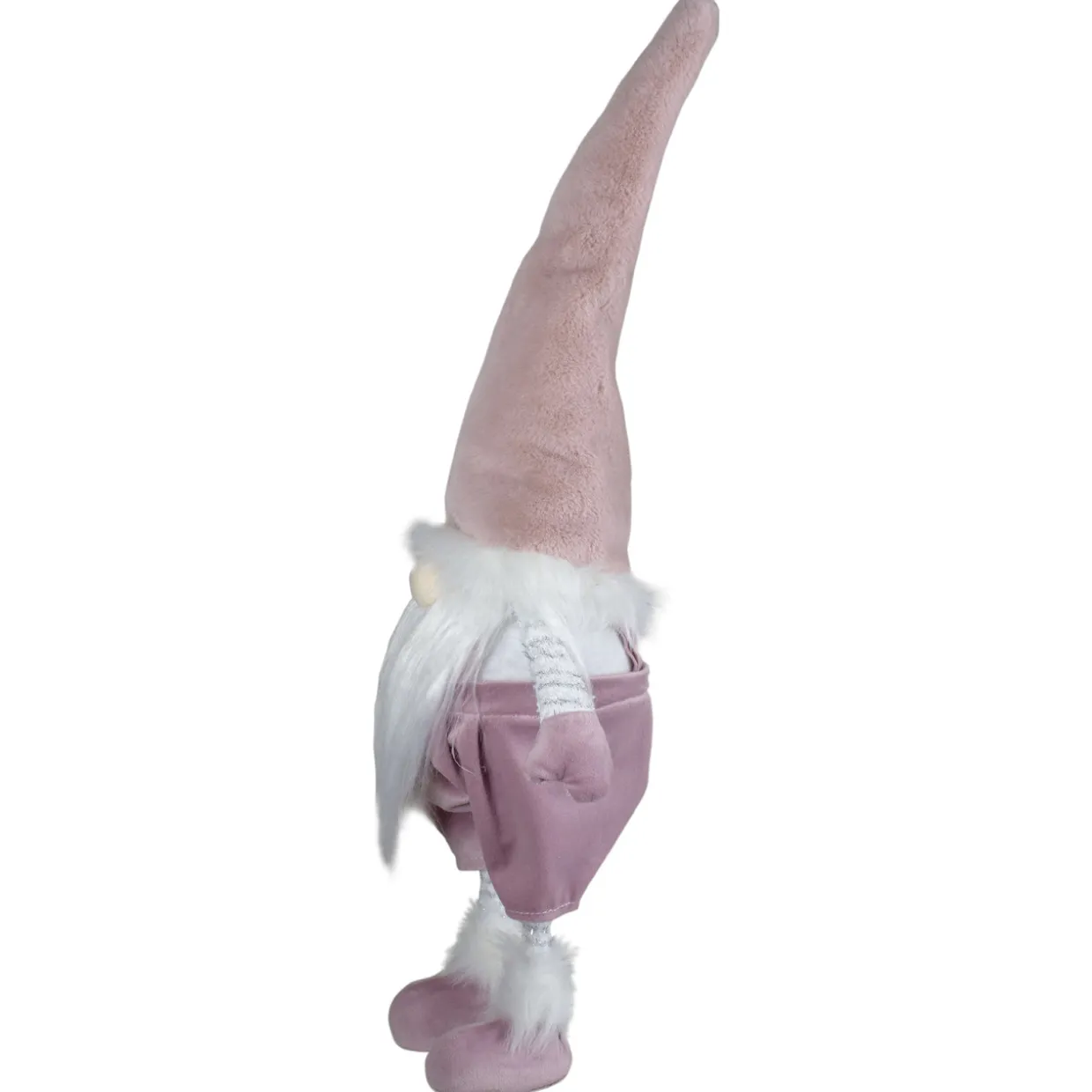 Bouncy Gnome Standing Christmas Figure Decoration - 20" - White and Pink