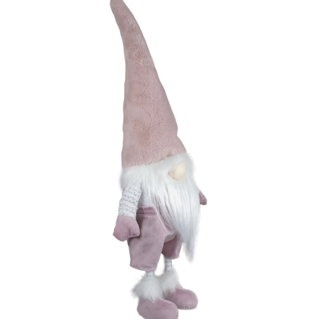 Bouncy Gnome Standing Christmas Figure Decoration - 20" - White and Pink