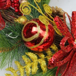 Bows, Berries and Ornaments Mixed Pine Artificial Christmas Teardrop Swag - 26" - Unlit