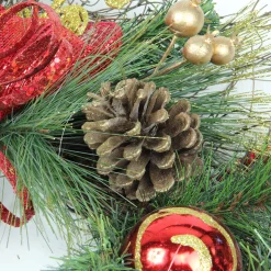 Bows, Berries and Ornaments Mixed Pine Artificial Christmas Wreath - 26" - Unlit