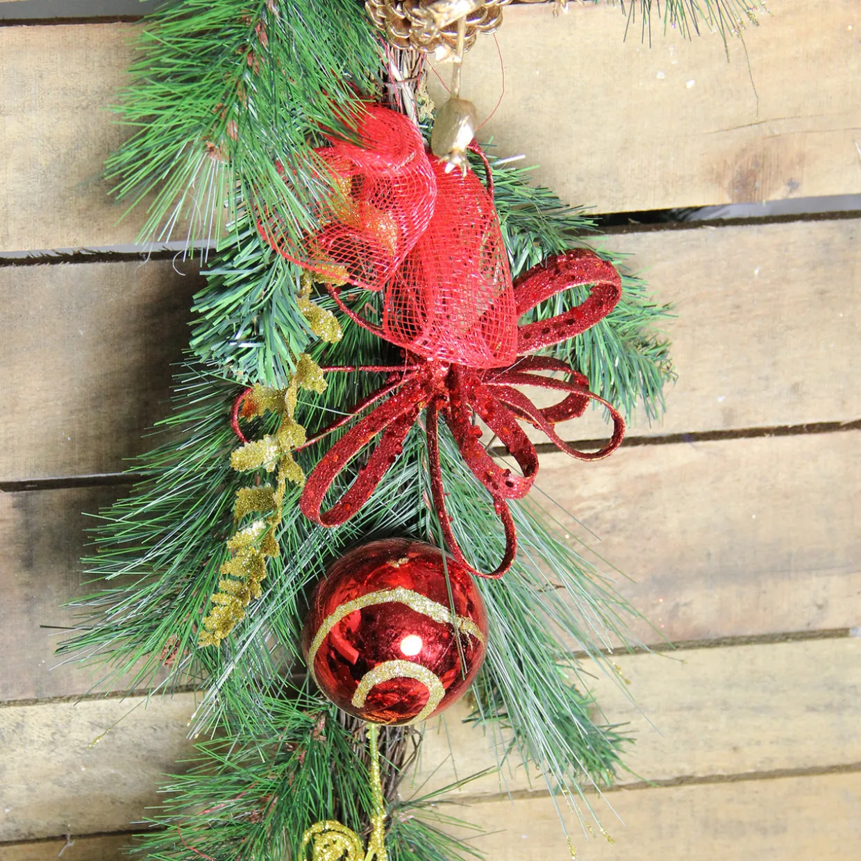 Bows, Berries and Ornaments Mixed Pine Artificial Christmas Garland - 6' x 10" - Unlit