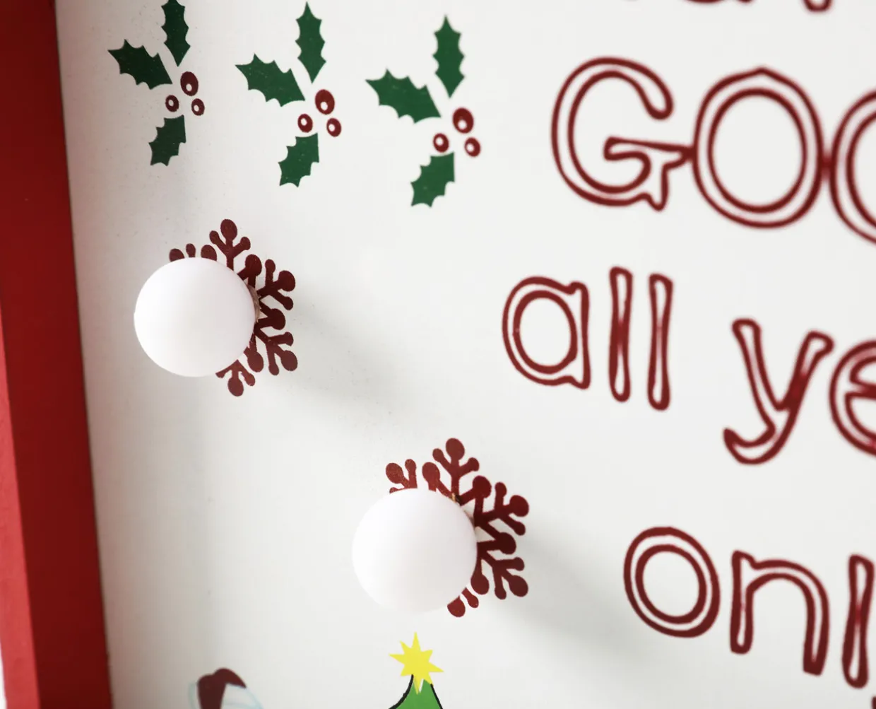 BRUBAKER Christmas Countdown Calendar - Wooden Board with Calendar Sheets - White with 6 LED Lights - 11 x 1.57 x 14 inches
