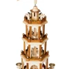 BRUBAKER Christmas Pyramid - 24 Inches - 4 Tier Carousel with 6 Candle Holders and Hand Painted Figurines - Designed in Germany
