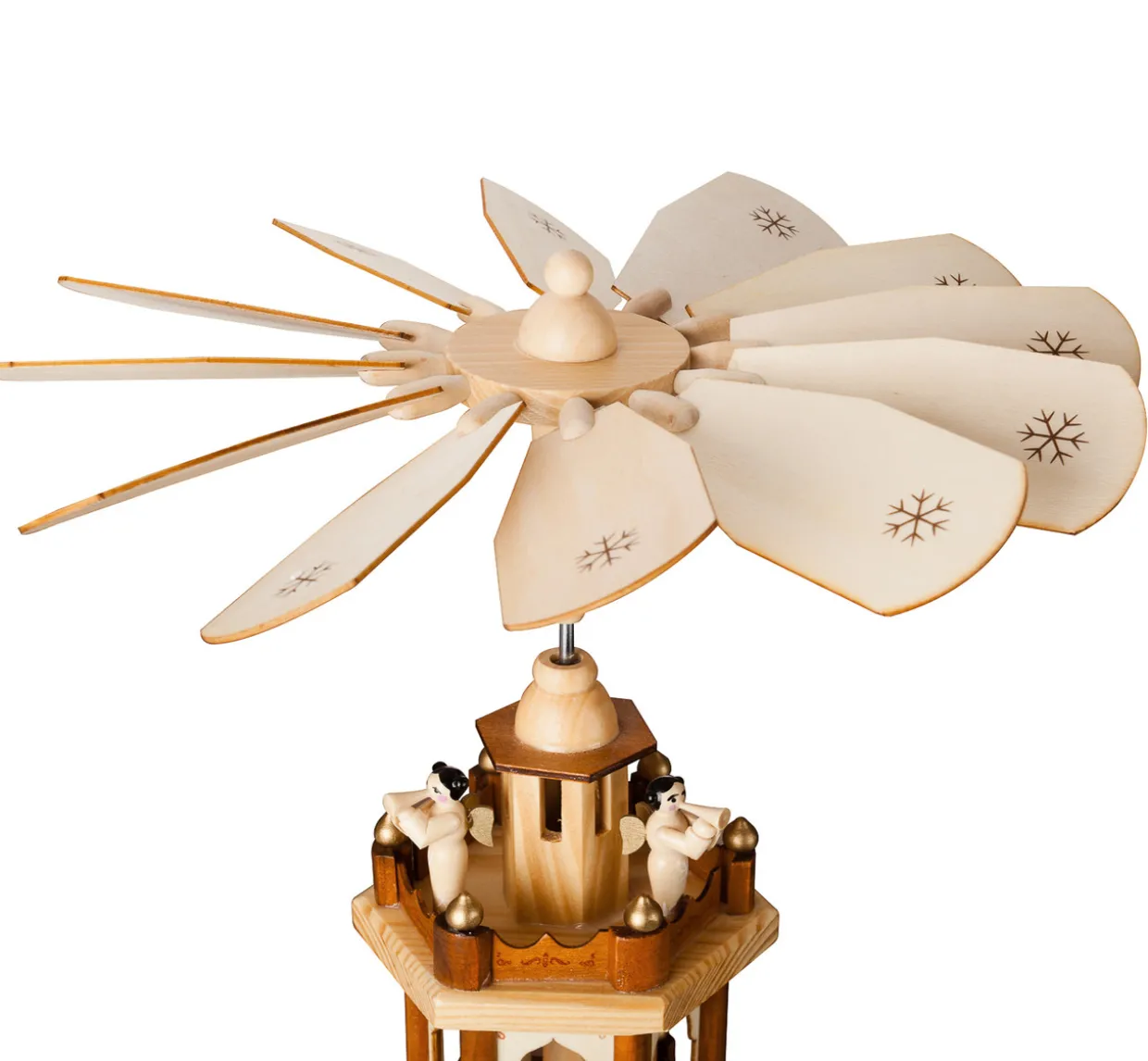 BRUBAKER Christmas Pyramid - 24 Inches - 4 Tier Carousel with 6 Candle Holders and Hand Painted Figurines - Designed in Germany