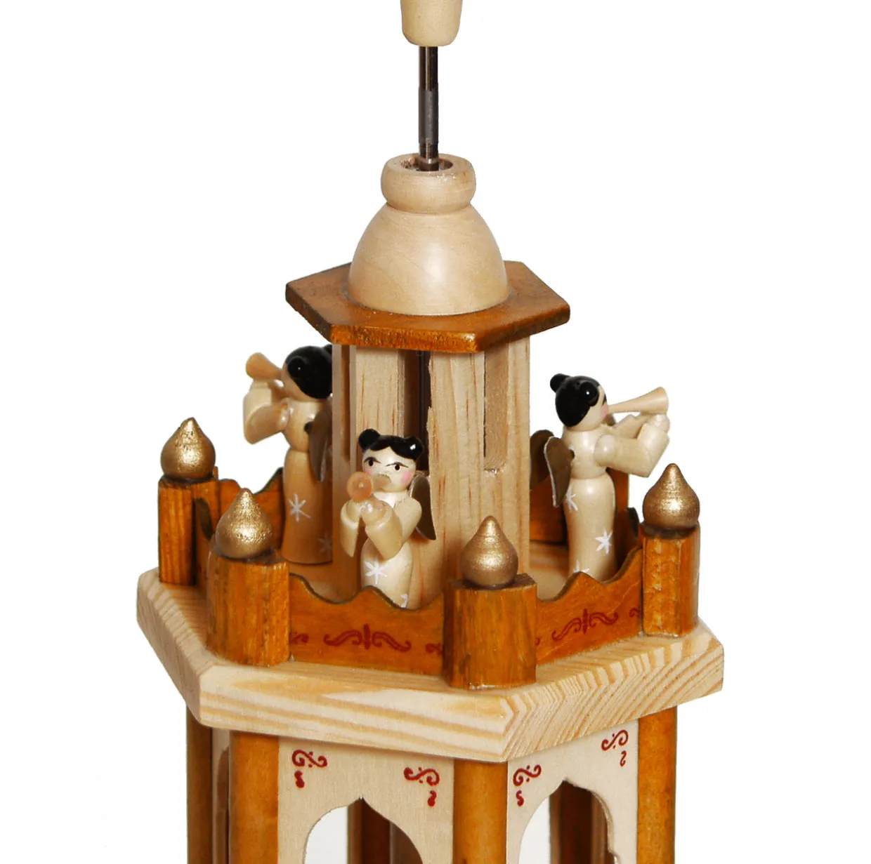 BRUBAKER Christmas Pyramid - 24 Inches - 4 Tier Carousel with 6 Candle Holders and Hand Painted Figurines - Designed in Germany