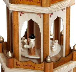 BRUBAKER Christmas Pyramid - 24 Inches - 4 Tier Carousel with 6 Candle Holders and Hand Painted Figurines - Designed in Germany