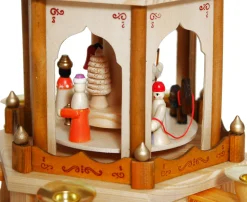 BRUBAKER Christmas Pyramid - 24 Inches - 4 Tier Carousel with 6 Candle Holders and Hand Painted Figurines - Designed in Germany