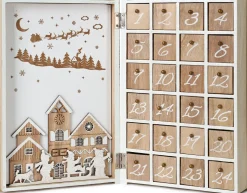 BRUBAKER Reusable Wooden Advent Calendar to Fill - Merry Christmas Book - DIY Christmas Calendar 7.72 x 2.95 x 11.81 inches