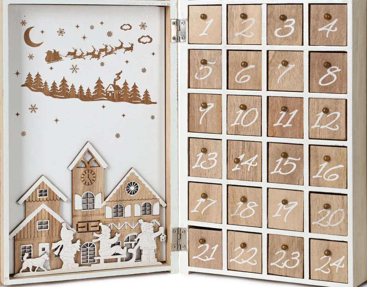 BRUBAKER Reusable Wooden Advent Calendar to Fill - Merry Christmas Book - DIY Christmas Calendar 7.72 x 2.95 x 11.81 inches