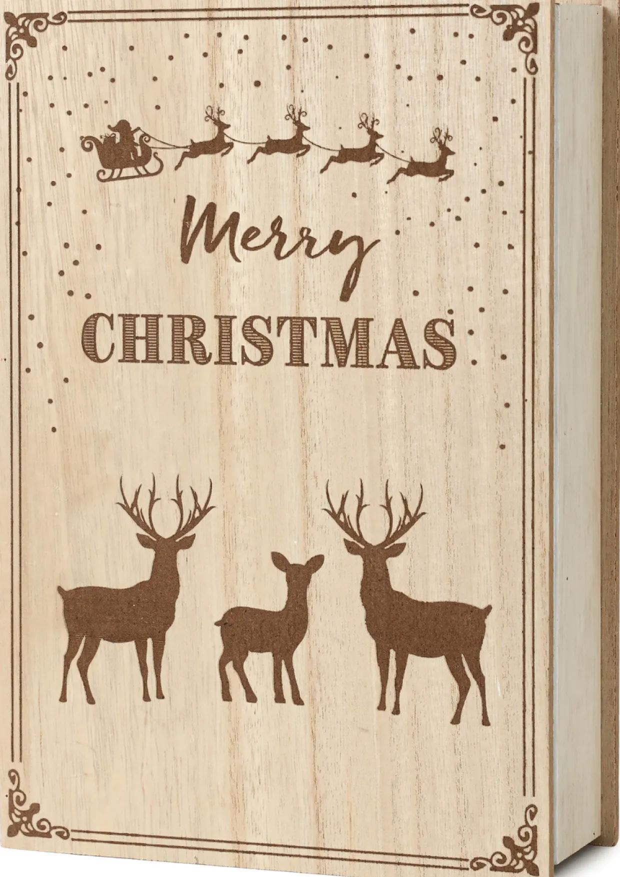 BRUBAKER Reusable Wooden Advent Calendar to Fill - Merry Christmas Book - DIY Christmas Calendar 7.72 x 2.95 x 11.81 inches