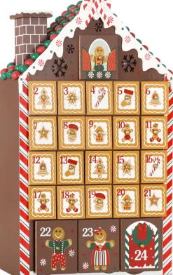 BRUBAKER Reusable Wooden Advent Calendar to Fill - Gingerbread House with LED Lighting - DIY Christmas Calendar 10.31 x 17.72 x 2.17 inches