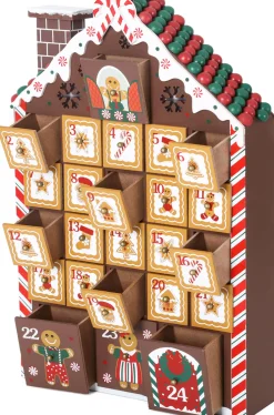 BRUBAKER Reusable Wooden Advent Calendar to Fill - Gingerbread House with LED Lighting - DIY Christmas Calendar 10.31 x 17.72 x 2.17 inches