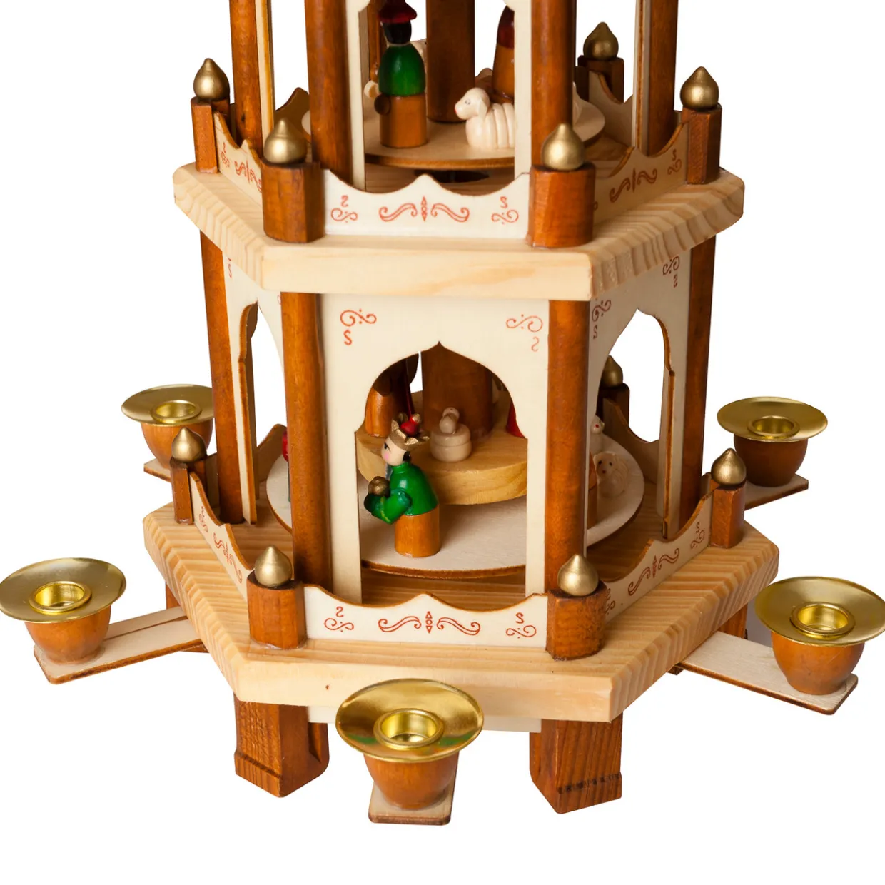 BRUBAKER Wooden Christmas Pyramid - 18 Inches - 3 Tier Carousel - Nativity Play - Designed in Germany