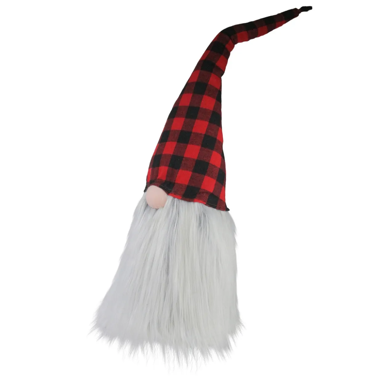 Buffalo Plaid Christmas Gnome Head Figure - 28" - Red and Black