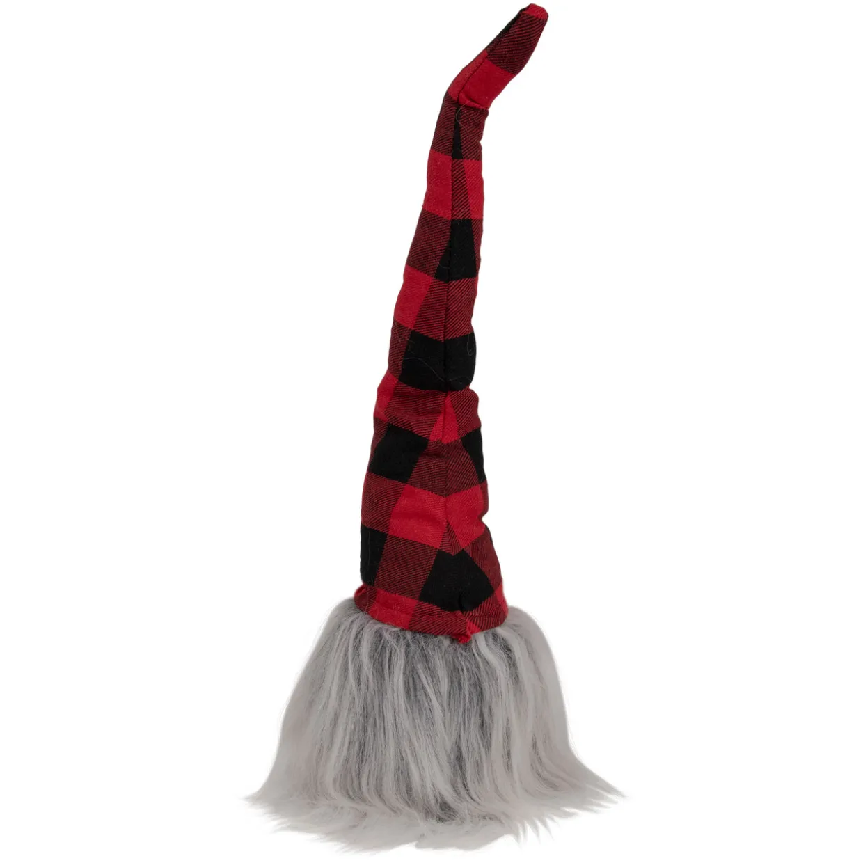Buffalo Plaid Gnome Head with Long Beard Christmas Figure - 16" - Red and Black