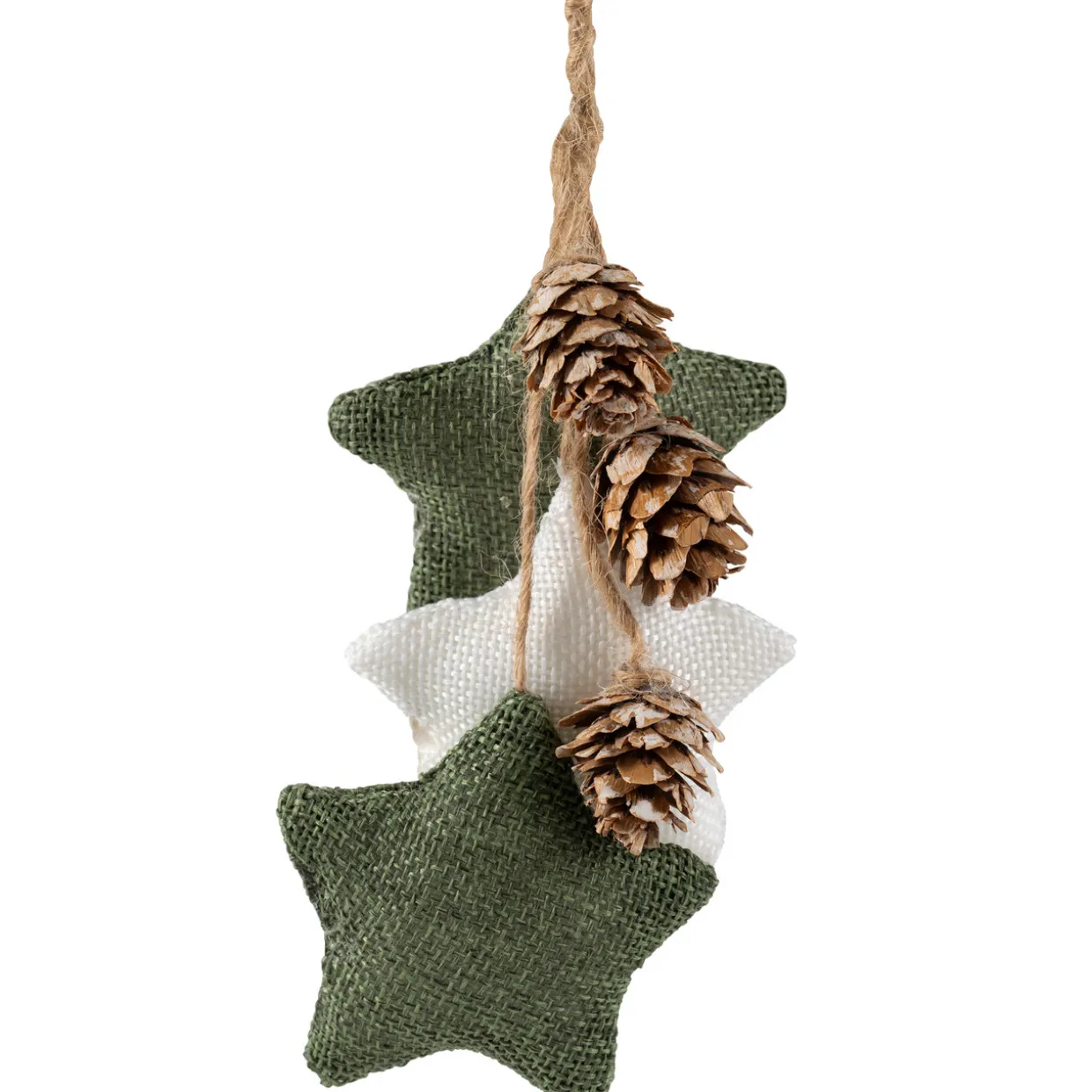 Burlap Star and Pine Cones Plush Christmas Ornament - 11.75"
