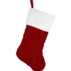Cable Knit with Faux Fur Cuff Christmas Stocking - 20.5" - Red and White