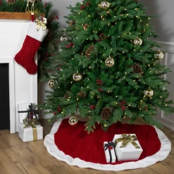 Cable Knit with Faux Fur Cuff Christmas Stocking - 20.5