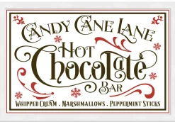 Candy Cane Lane Hot Chocolate Bar 13.5" x 19.5" Framed Christmas Wall Decor Sign Poster in a Natural Wooden Frame with UV Acrylic and Hangers