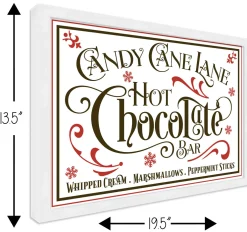 Candy Cane Lane Hot Chocolate Bar 13.5" x 19.5" Framed Christmas Wall Decor Sign Poster in a Natural Wooden Frame with UV Acrylic and Hangers