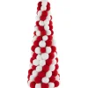 Candy Cane Plush PomPom Christmas Tree Decoration - 15" - Red and White