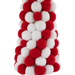 Candy Cane Plush PomPom Christmas Tree Decoration - 15