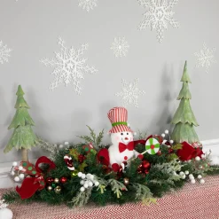 Candy Cane Snowman and Ornaments Christmas Swag - 37.5