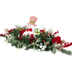 Candy Cane Snowman and Ornaments Christmas Swag - 37.5