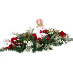 Candy Cane Snowman and Ornaments Christmas Swag - 37.5