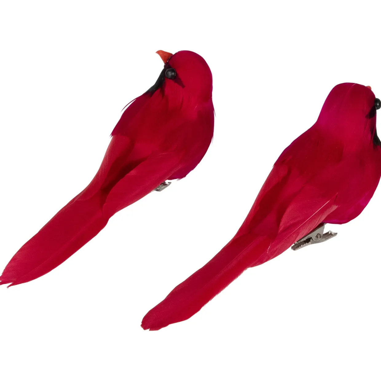 Cardinal Birds Clip-On Christmas Ornaments - 6" - Red - Set of 2