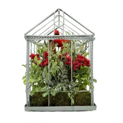 Cardinal Boxwood Artificial Christmas Greenhouse Arrangement - 9" - Red and Green