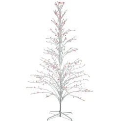 Cascade Twig Tree Outdoor Christmas Decoration - 6' - White - Multi Lights