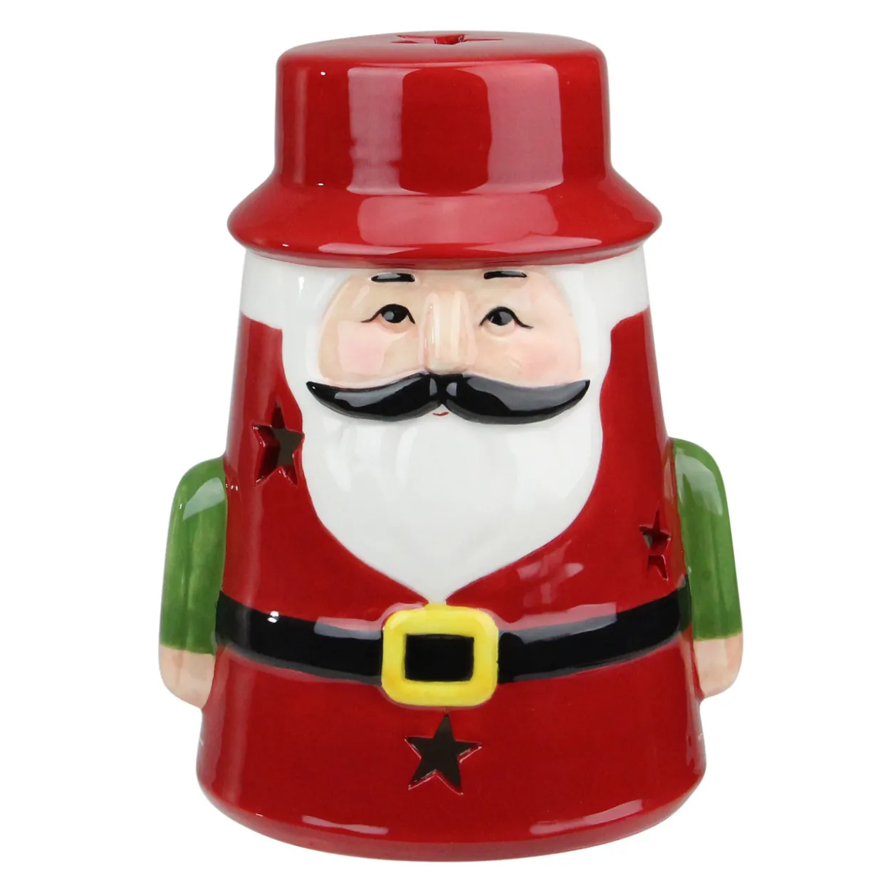 Ceramic Santa Christmas Gnome Tealight Candle Holder - 7.25" - Red