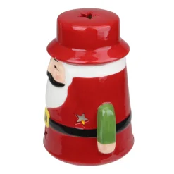 Ceramic Santa Christmas Gnome Tealight Candle Holder - 7.25" - Red