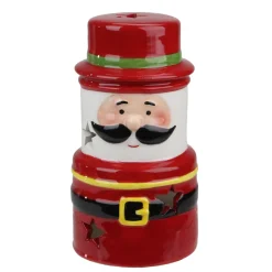 Ceramic Santa Gnome Christmas Tealight Candle Holder - 5.5" - Red