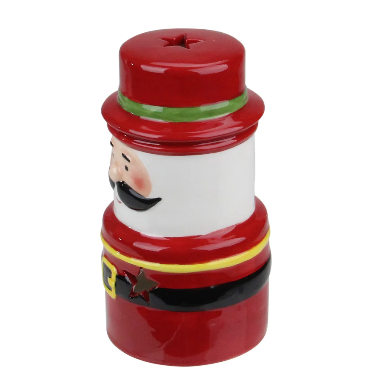 Ceramic Santa Gnome Christmas Tealight Candle Holder - 5.5" - Red