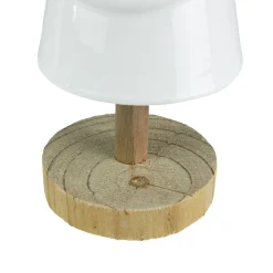 Ceramic Tree with Wood Base Christmas Decoration - 10.5" - White