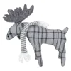 Checkered Moose with Striped Scarf Christmas Figure - 10" - Gray