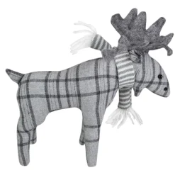 Checkered Moose with Striped Scarf Christmas Figure - 10