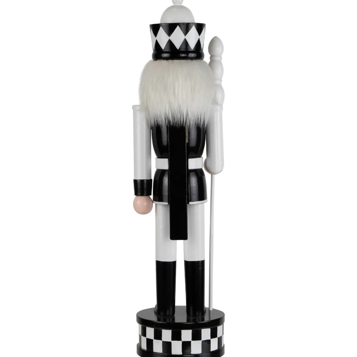 Checkered Nutcracker Soldier with Scepter Christmas Figure - 15" - Black and White