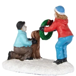 Children with Dog and Wreath Christmas Village Display Piece - 6